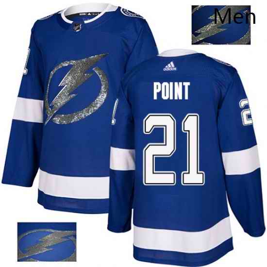 Mens Adidas Tampa Bay Lightning 21 Brayden Point Authentic Royal Blue Fashion Gold NHL Jersey